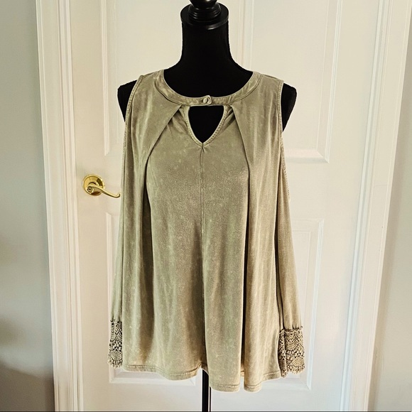 Hippie Military Cold Shoulder Top - Picture 1 of 5